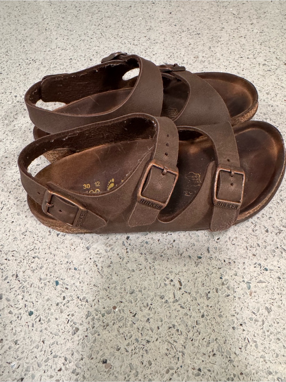 Birkenstock Milano Brown Suede Triple Strap Sandals Size 12 - Picture 5 of 10
